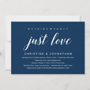 Invitación Nada Elegante, Solo Amor, Huida de Boda, Azul Mari