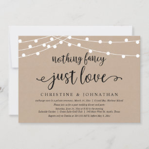 Invitación Nada Elegante Solo Amor, Huida de Boda Rústica