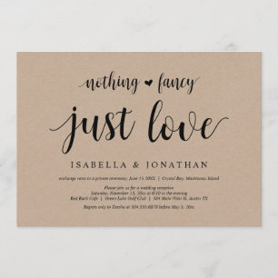 Invitación Nada Elegante, Solo Amor, Kraft, Huida de Boda