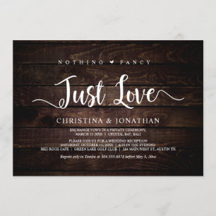 Invitación Nada Elegante, Solo Amor, Madera Rústica, Fuga