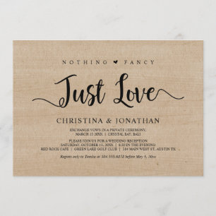 Invitación Nada Elegante, Solo Amor, Madera Rústica, Fuga