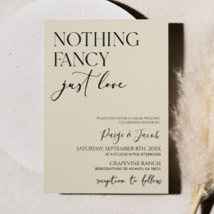 Invitación Nada Elegante Solo Amor Minimalista Casual Boda