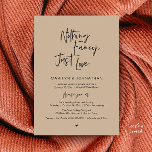 Invitación Nada Elegante Solo Amor Minimalista Cena de Boda