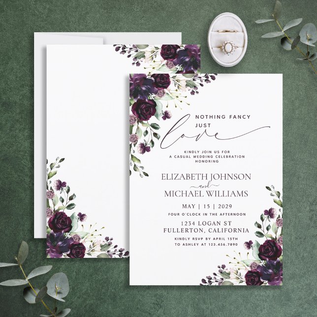 Invitación Nada Elegante Solo Amor Morado Casual Boda (Subido por el creador)