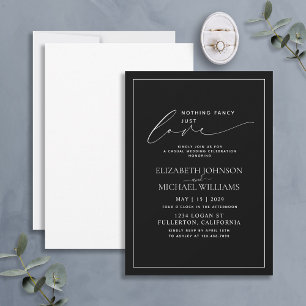 Invitación Nada Elegante Solo Amor Negro Blanco Boda Informal