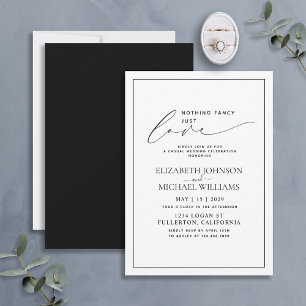 Invitación Nada Elegante Solo Amor Negro Blanco Boda Informal
