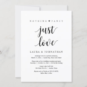 Invitación Nada Elegante Solo Amor, Negro, Fiesta de Evasión