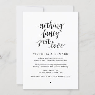 Invitación Nada Elegante Solo Amor, Negro, Fiesta de Evasión
