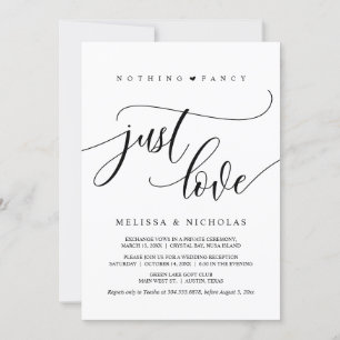 Invitación Nada Elegante, Solo Amor, Negro, Huida de Novios