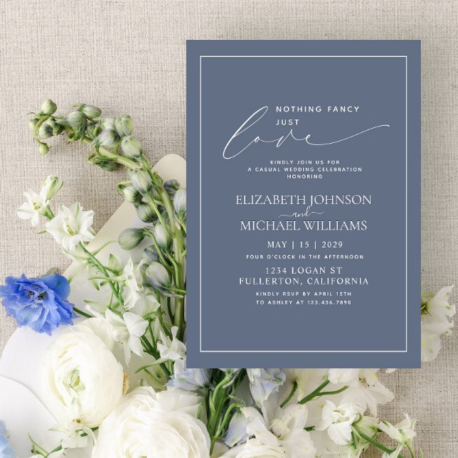 Invitación Nada Elegante Solo Amor Polvo Azul Casual Boda (Subido por el creador)