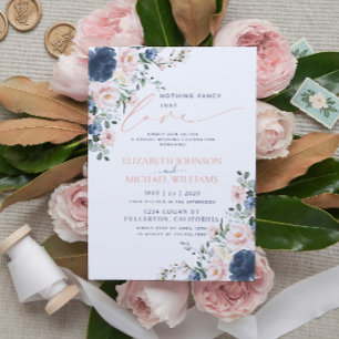 Invitación Nada Elegante Solo Amor Polvo Azul Rubor Boda