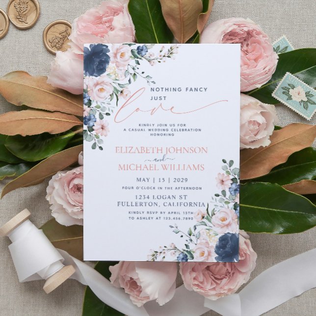 Invitación Nada Elegante Solo Amor Polvo Azul Rubor Boda (Subido por el creador)