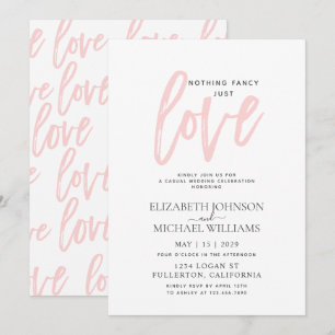 Invitación Nada Elegante Solo Amor Rosa Casual Boda