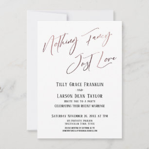 Invitación Nada Elegante, Solo Amor Rosa Dorado Simple Elegan