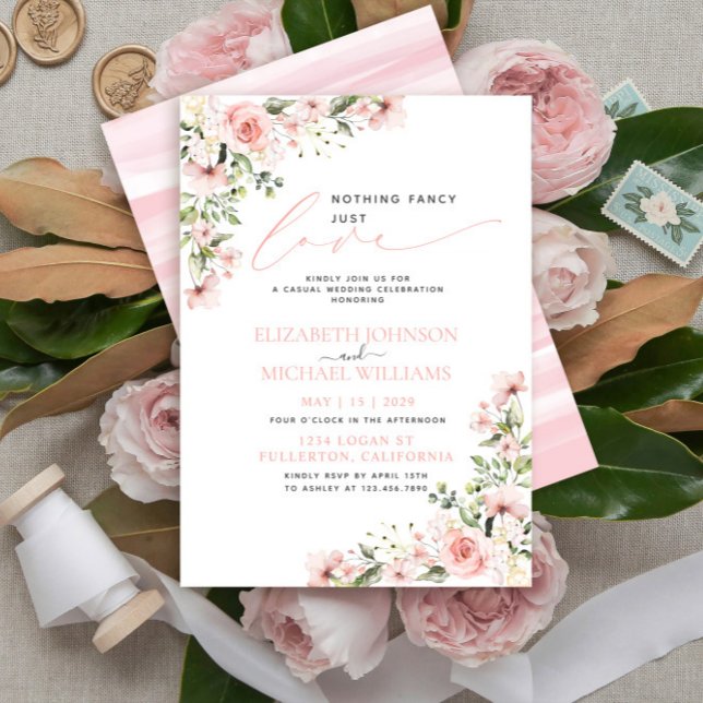 Invitación Nada Elegante Solo Amor Rosa Floral Boda (Subido por el creador)