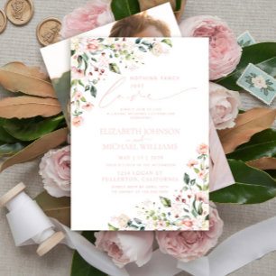Invitación Nada Elegante Solo Amor Rosa Rosado Foto Boda