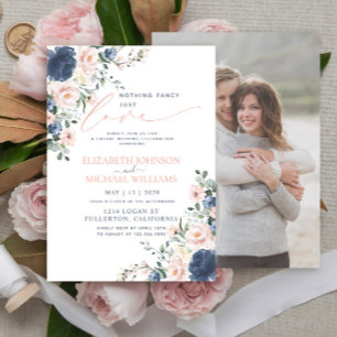 Invitación Nada Elegante Solo Amor Rubor Azul Foto Boda