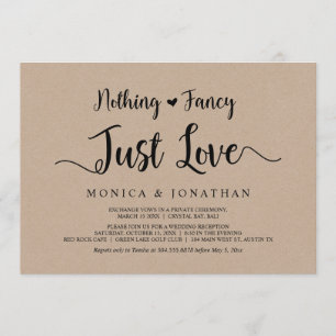 Invitación Nada elegante, solo amor, rústico Kraft, fuga