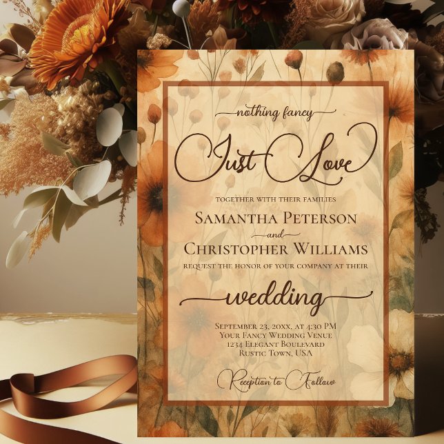 Invitación Nada Elegante Solo Amor Sienna Boho Floral Boda (Subido por el creador)