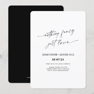 Invitación Nada elegante, solo amor, simple boda de elopement