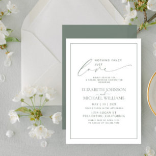 Invitación Nada Elegante Solo Amor Verde Salvia Boda Casual