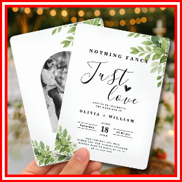 Invitación Nada Elegante Solo Amor Verde Salvia FOTO Boda