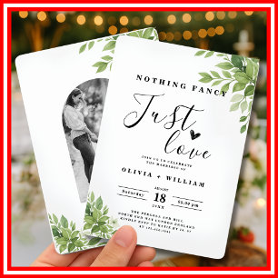 Invitación Nada Elegante Solo Amor Verde Salvia FOTO Boda