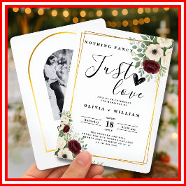 Invitación Nada Elegante Solo Amor Verde Salvia FOTO Boda