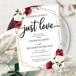 Invitación Nada Elegante Solo Boda Amor Burgundy Geométrico