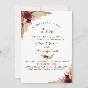 Invitación Nada elegante, solo boda de amor con hierba de Pam