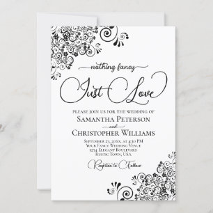 Invitación Nada Elegante Solo Boda en Blanco y Negro con Amor