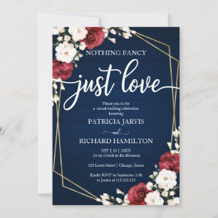 Invitación Nada Elegante Solo Boda Geométrica Burgundy Amor