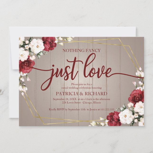 Invitación Nada Elegante Solo Boda Geométrica Rústica Amor  (Anverso)