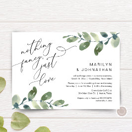 Invitación Nada Elegante, Solo Boda Intima Cena Verdor