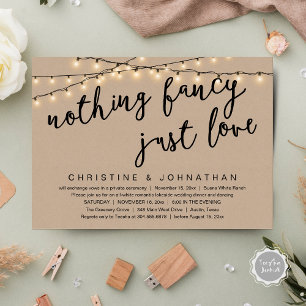 Invitación Nada Elegante, Solo Cena de Boda Rústica Amor