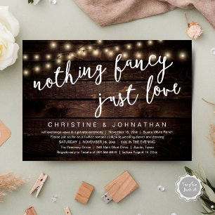 Invitación Nada Elegante, Solo Cena de Boda Rústica Amor