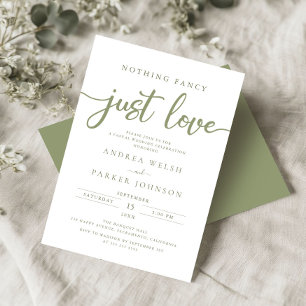 Invitación Nada Fancy Ama A Sage Green Casual Boda