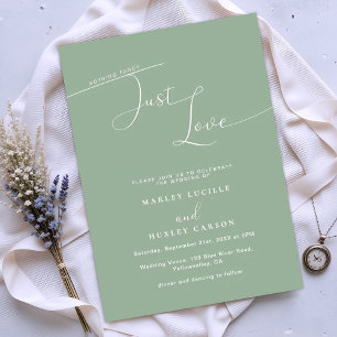 Invitación Nada Fancy Ama A Sage Green Minimal Boda