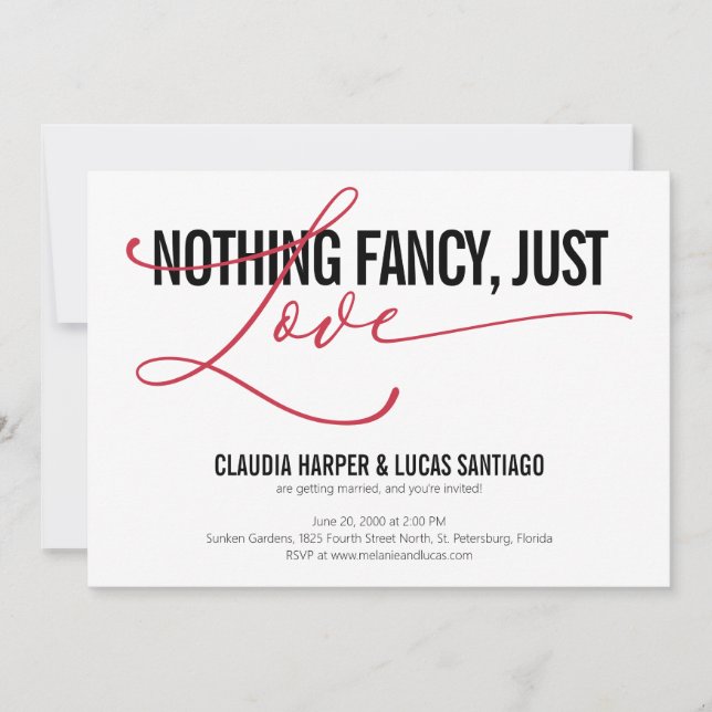 Invitación Nada Fancy Ama Al Boda Casual (Anverso)