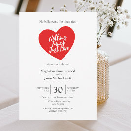 Invitación Nada Fancy Ama Al Boda Casual Del Corazón Rojo