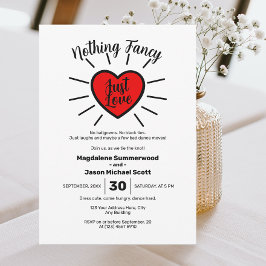 Invitación Nada Fancy Ama Al Boda Casual Del Corazón Rojo