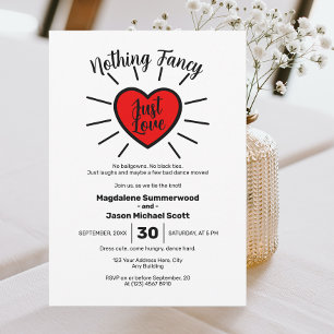 Invitación Nada Fancy Ama Al Boda Casual Del Corazón Rojo