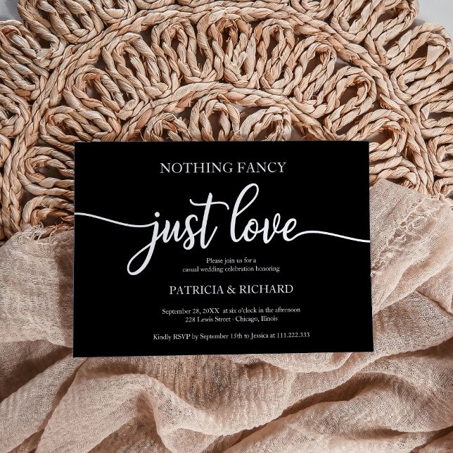 Invitación Nada Fancy Ama Al Boda Casual Negro (Subido por el creador)