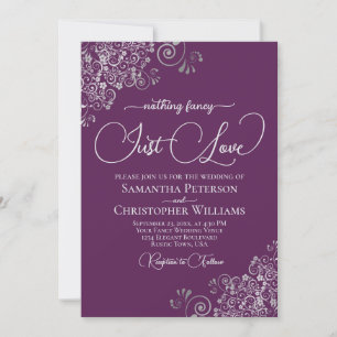 Invitación Nada Fancy Ama Al Boda Púrpura Y Plata