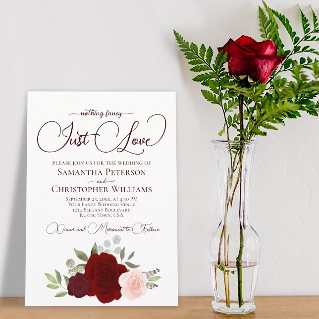 Invitación Nada Fancy Ama Al Elegante Boda Floral Rojo (Subido por el creador)