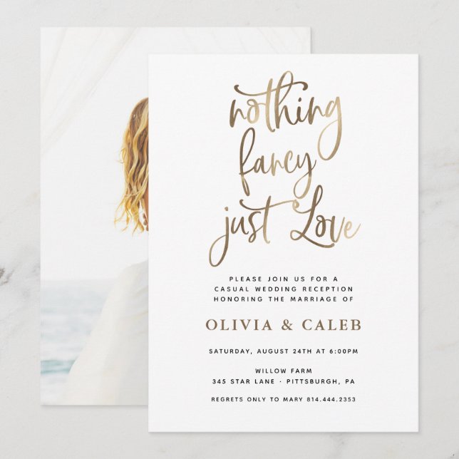 Invitación Nada Fancy Ama La Recepción De Bodas (Anverso / Reverso)