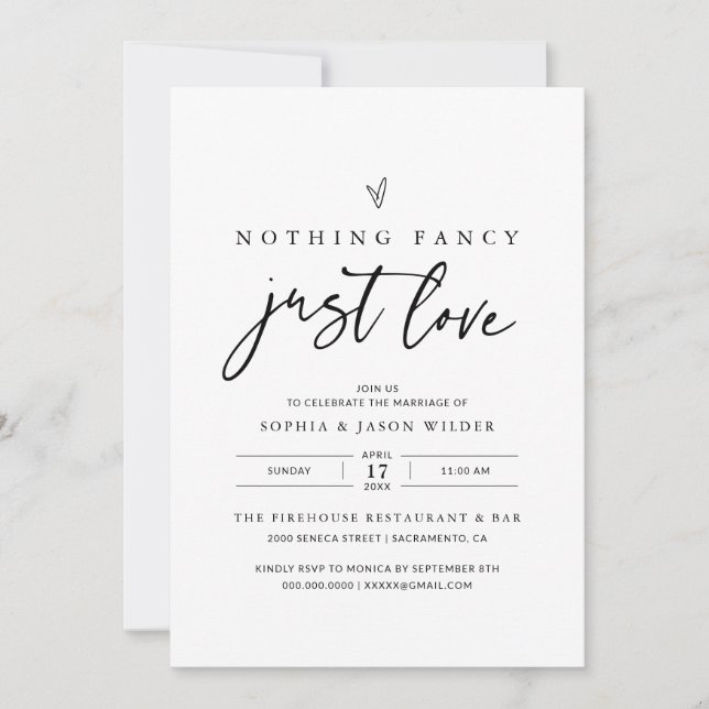 Invitación Nada Fancy Ama La Recepción De Bodas (Anverso)