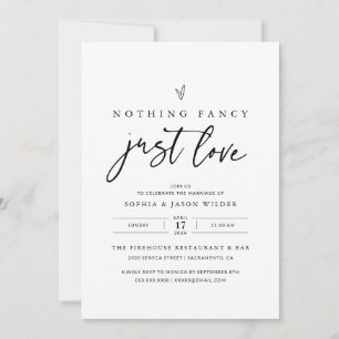 Invitación Nada Fancy Ama La Recepción De Bodas