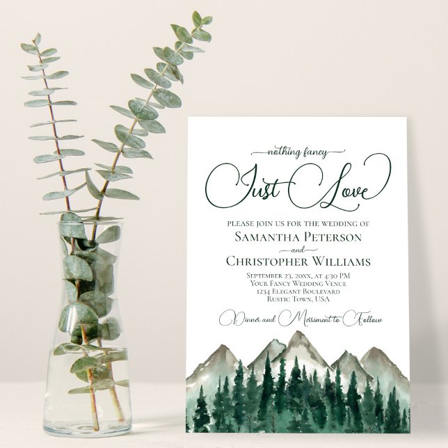 Invitación Nada Fancy Ama Las Montañas Y El Boda De Pinos (Subido por el creador)