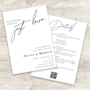Invitación Nada Fancy Ama Simplemente Script QR Code Boda